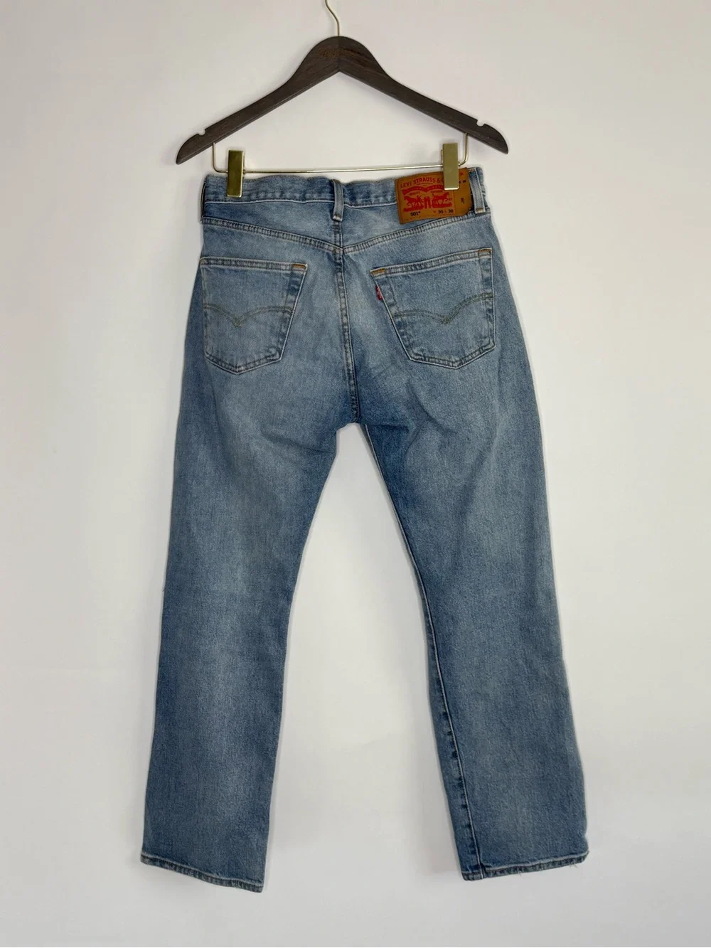 Levi's Mens 30x30 501 Original Fit Distressed Ripped Thrashed Knees Light Jeans